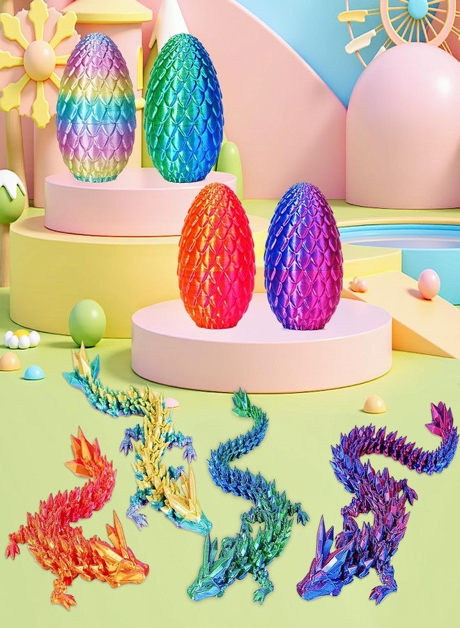 JOD® 4PCS 3D Printed Dragon Eggs with Dragon Inside - Articulated Fidget Toys, Easter Dragon Eggs, Mystery Surprise Easter Eggs for Kids, Unique 3D Printed Animals, Home Decor and Gift Set(B) - Image 3